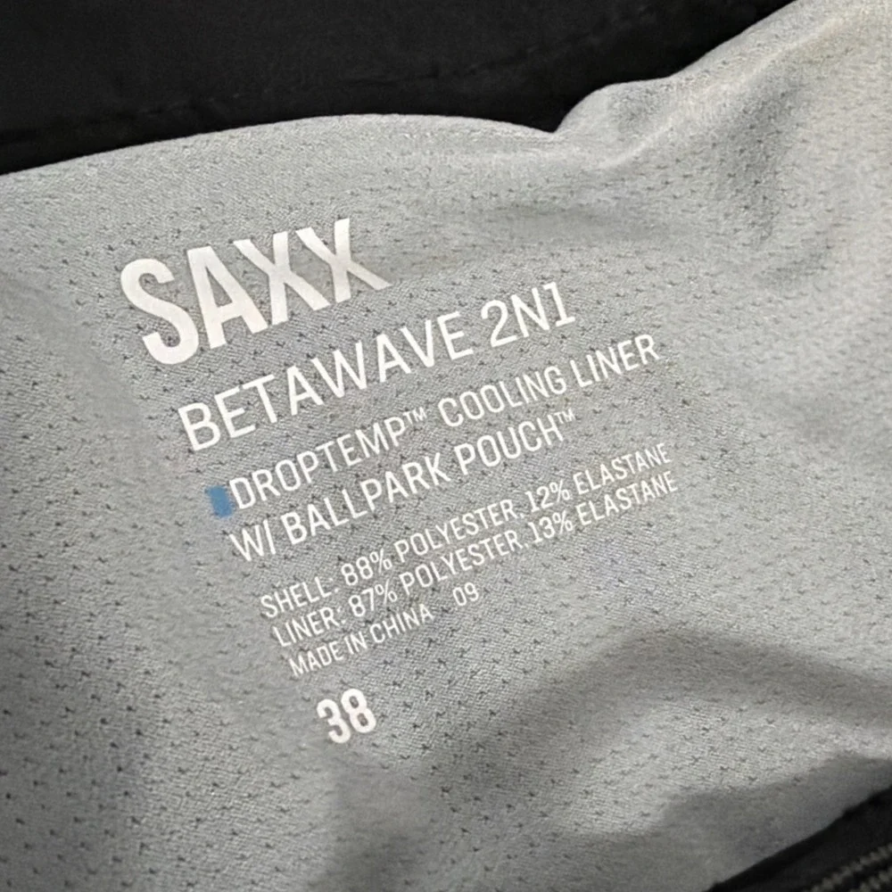 Saxx Shorts Mens 38x7 Black Betawave 2N1 Lined Board Shorts W/Ballpark Pouch